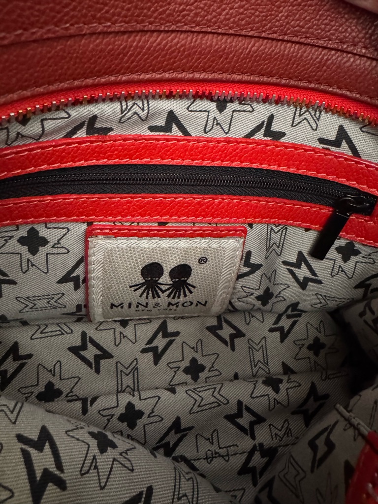 Min & Mon Colorblock Red Leather Crossbody With Octopus Yellow Charm — image 8 of 8
